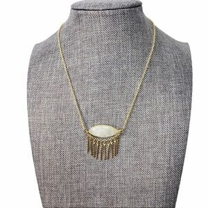 Quartz Stone Eye Fringe Dainty Gold Necklace
